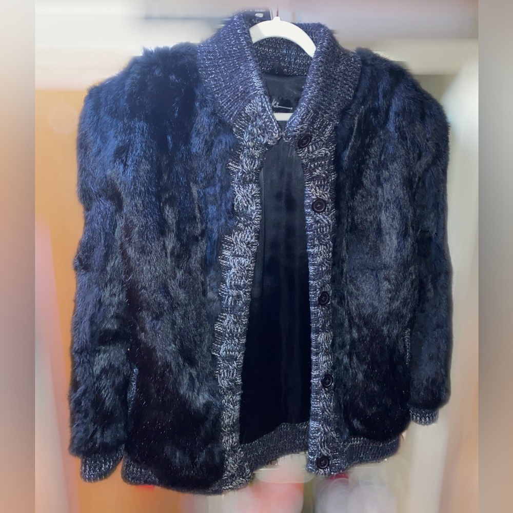 Vintage Niki Rabbit Fur Bomber Coat-S